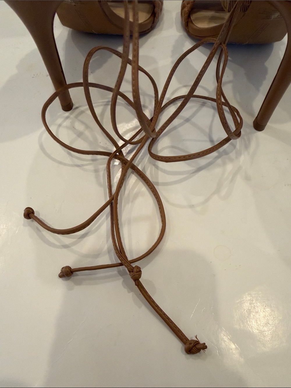 Vince Camuto Tan Strap Lace-Up Heels Size 8.5 - Picture 8 of 12